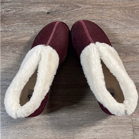 Cloudstepper By Clarks Women's Slippers Step Flow Booties Faux Fur 9 Maroon - Picture 3 of 8